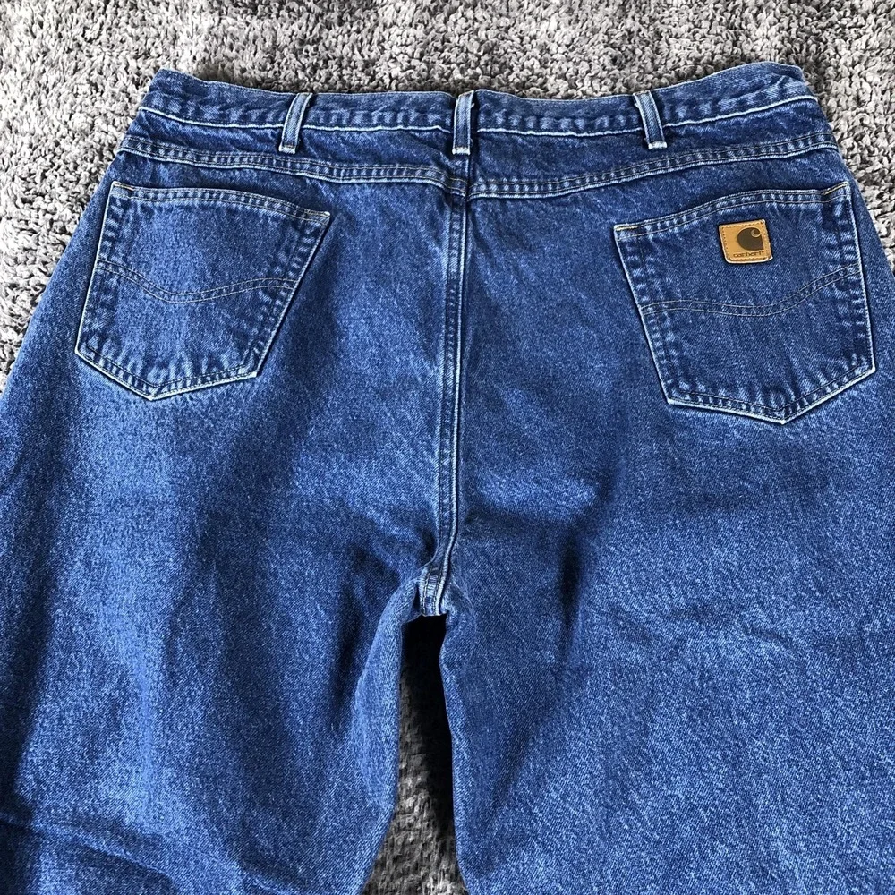 Carhartt B172 DST Jeans Mens 42x36 Blue Med Wash‎ Relaxed Flannel Lined Workwear